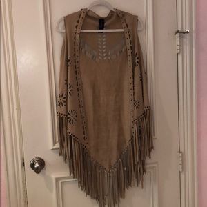 Tan Boho Fringe Vest